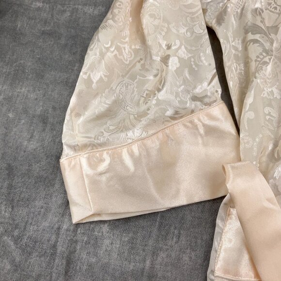 Victoria's Secret Robe Women Small Ivory Tasseled Belt Floral Damask Long Flaw‎ - Picture 3 of 14